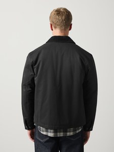 Blouson bomber noir pour homme, fermeture éclair, couleur unie, coupe-vent, style décontracté, matière polyester et coton, pour l'automne - Product Image 3