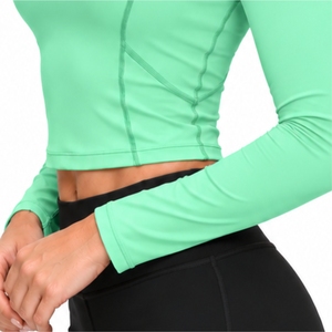 Camiseta de Yoga de Manga Larga para Mujer, Corte Ajustado, Diseño Flexible, Textura Suave, Ropa de Entrenamiento - Product Image 6