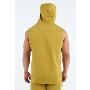 Men's Streetwear <b>Workout</b> Hooded Tank Tops Sports Body Building Muscle Men's Sleeveless Gym Running Half Zipper <b>Hoodies</b> - Product Image 4