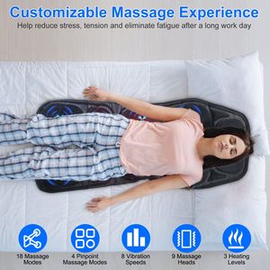 Coussin de massage multifonctionnel pour le corps entier avec chaleur et vibrations ciblées, soutien lombaire et minuterie – Produit de qualité - Product Image 4
