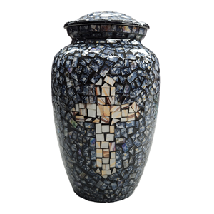 Urna Funeraria Grande para Cenizas de Adultos, Diseño de Cruz Celta con Mosaico Rojo, Urna Conmemorativa de Metal para Cenizas - Product Image 4