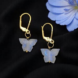 Rainbow Moonstone Butterfly Earrings – Sterling Silver Lever <b>Back</b> Dangle for Women, Handmade Jewelry Gift - Product Image 3
