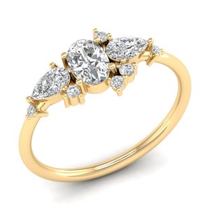 Bagues de fiançailles REYES au design unique en or massif 14 carats avec diamants HPHT CVD cultivés en laboratoire, accessoires de mariage de luxe, bijoux pour femmes - Product Image 1