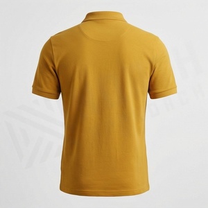 Polo en tricot uni pour homme, manches courtes, fermeture éclair, style décontracté, coupe classique, jaune moutarde - Product Image 2