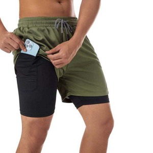 Pantalones Cortos Deportivos de Compresión Transpirables de Cintura Media para Hombre, para Entrenamiento, Running, Fitness, Doble Capa de Algodón - Product Image 3