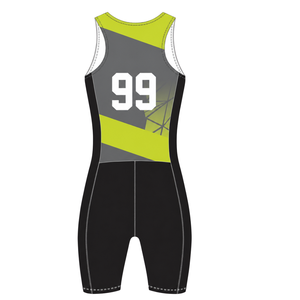 Combinaison de compétition de course à rames noire et vert citron pour homme, sans manches, uniforme de performance, maillot de compétition personnalisé, vente en gros pour équipes - Product Image 2