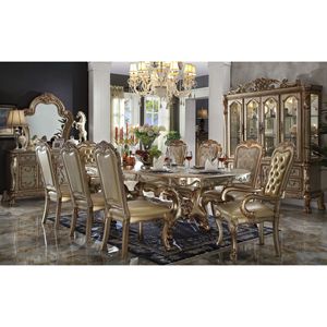 Set di 2 Sedie da Pranzo Imbottite con Finitura Patinata Oro e Osso - Product Image 4