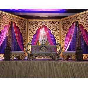ฉากหลังงานแต่งงานแบบแกะสลักสีทองจากไฟเบอร์กลาส พร้อมซุ้มตกแต่ง สามารถปรับแต่งสีได้ - สไตล์โมเดิร์น ลดราคาพิเศษสำหรับออสเตรเลีย - Product Image 1