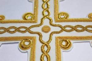 Wholesale Religious Church Cross <b>Badge</b> Gold Embroidered Bullion Wire Patch Handcrafted Vestment Decoration <b>Sew</b> On Custom - Product Image 2