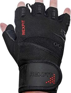 Rexfit Half Finger Gym Fitness Gloves Mesh Breathable Non Slip Adjustable Wrist <b>Strap</b> Unisex Training Glove - Product Image 1
