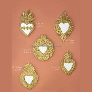 Metal Sacred Milagros Mirror <b>Heart</b> Sacred <b>Heart</b> Vintage Frame Wall <b>Hanging</b> Decor - Product Image 1