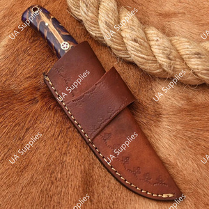 Cuchillo de Caza y Camping de Acero de Damasco Forjado a Mano, Hoja Fija, Punta Caída, Mango de Piña, Afilado Extremo, Venta Caliente - Product Image 3