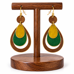 Brass Patina Handmade Solid Gold Plated Alloy <b>Hoop</b> Charm Earrings Imitation Pearl Channel Set Bohemian Style Trendy Wedding - Product Image 3