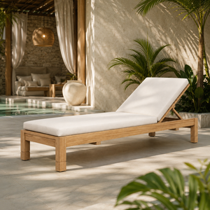 Chaise longue en teck, fabricant OEM, chaise longue réglable avec coussin, mobilier d'extérieur personnalisé, fournisseur d'usine en Indonésie - Product Image 1