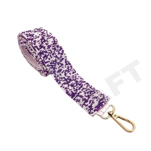Sangle de sac à main perlée de couleur violette Sangles de sac de perles de rocaille en or blanc personnalisées Sangle perlée personnalisée pour sacs - Product Image 1