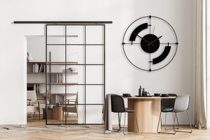 Reloj de Pared Moderno de Metal Negro, Diseño Geométrico Abstracto, Reloj Decorativo para Sala de Estar, Oficina en Casa, Dormitorio, Estilo Contemporáneo - Product Image 4