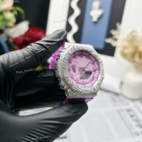 Montre analogique-numérique de luxe pour femme Bust Down en argent 925 avec bracelet rose et moissanite VVS, style hip-hop