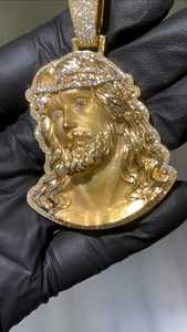 Joyería Religiosa para Hombre de Lujo, Estilo Hip Hop, con Incrustaciones de Moissanita VVS, Chapado en Oro de 14K sobre Plata de Ley 925, con Diseño de Jesucristo, Certificado EGL - Product Image 2