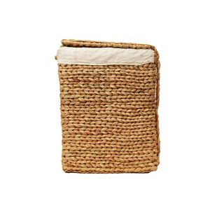 Handwoven Water Hyacinth & Jute Rectangular Laundry <b>Hamper</b> Basket with Lid Loop Closure Removable Liner Rustic Storage Basket - Product Image 5