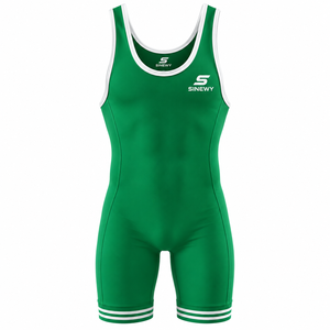 SINEWY Traje de Lucha Libre Verde para Mujer, Ajustado, de Spandex y Poliéster, de Una Pieza, para Artes Marciales, Elástico, con Logotipo Frontal - Product Image 1