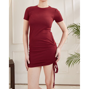 Proveedor de Vestidos Ajustados de Manga Corta con Tejido Acanalado, Producción de Marca Privada Profesional y Personalizada - Product Image 1