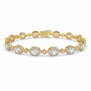 Pulsera de tenis ovalada con diamantes, oro amarillo de 18K, cadena de eslabones pavé, diamantes cultivados en laboratorio, pulsera de lujo a la moda, personalizada - Product Image 1
