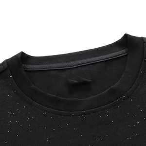 T-shirts pour hommes en coton 100% vintage à pois personnalisés avec strass, design tendance, haute qualité, streetwear décontracté, respirant - Product Image 4