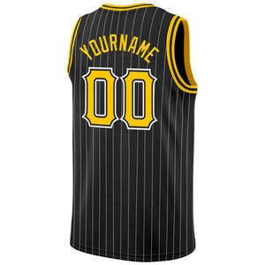 Camiseta de Baloncesto Personalizada con Rayas Negras y Amarillas, Sin Mangas, para Hombre y Mujer, Sublimada, Transpirable y de Secado Rápido - Product Image 3