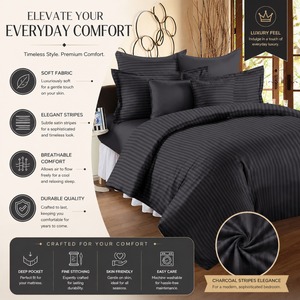 Premium Quality 100% Cotton 210 TC Sateen <b>Striped</b> Bedsheet Soft and Breathable Luxury <b>Bedding</b> Sheet for Home Available for Sale - Product Image 4