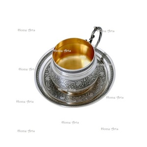 Handmade Brass Tea Serving <b>Cup</b> And Saucers With Top Quality Tea <b>Cup</b> And Saucer Customized Shape And Size <b>Cup</b> Saucer - Product Image 4
