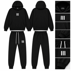 FURAT LEATHERS <b>White</b> Black Solid Men's Windbreaker Tracksuit Set Polyester/Cotton Eco-Friendly Winter <b>2</b>-<b>Piece</b> Casual Breathable - Product Image 2
