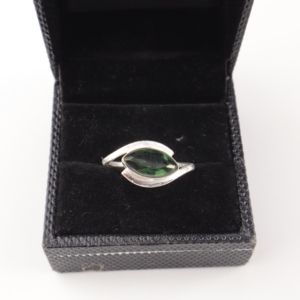 <b>Indian</b> Handmade Adjustable Green Tourmaline Gemstone Brass <b>Ring</b> 925 Sterling Silver Plated Jewellery For Women And Girls Wear - Product Image 1