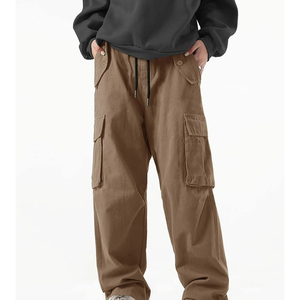 Pantalones Cargo Suaves para Hombre, Cintura Ajustable, Diseño Casual, Tela de Forro Polar Transpirable, Corte Recto, Bolsillos Cargo, Uso Diario, Oferta - Product Image 1