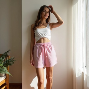 <b>Womens</b> pink everyday wear <b>boxer</b> shorts with elegent design breathable cotton - Product Image 3