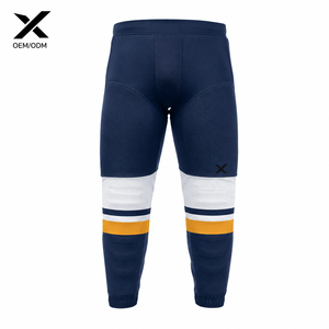 Customized Navy Blue Gold Performance Hockey <b>PVC</b> Compression Base Layer <b>Pants</b> Adjustable Waist Belt Integrated Moisture-Wicking - Product Image 2