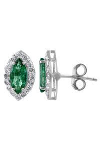 Pendientes de Diamantes y Esmeraldas en Plata de Ley 92.5 KLST-30408 - Product Image 3