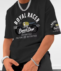 T-shirt Homme Tendance à Manches Courtes Bouffantes avec Imprimé de Marque, Coupe Ample Décontractée, Polyvalent, Vêtement d'Extérieur et de Base - Product Image 1