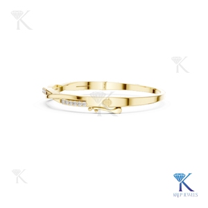 Modern Twisted Gold Diamond Bangle 14K 18K <b>Solid</b> Gold Fine Unisex Luxury Jewelry Pav Set Bridal Party Gift <b>Bracelet</b> - Product Image 4