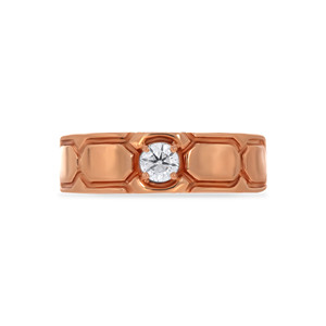 Intense Serpentine <b>Men</b> Solitaire <b>Ring</b> Luxury Rose Gold Round Cut Solitaire Diamond <b>Ring</b> <b>for</b> Women Geometric Honeycomb Band - Product Image 3