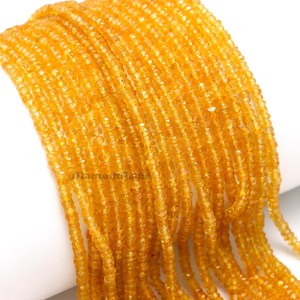 Perles Rondelles de Saphir Jaune Naturel Premium Facettées AAA 3mm 16 Pouces Fil de Pierres Précieuses de Songea Vente en Gros pour la Fabrication de Bijoux - Product Image 2