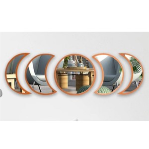 Miroir mural décoratif circulaire moderne à emboîtement, cadre en métal noir, miroir à accents multi-cercles pour salon, décoration d'hôtel - Product Image 2