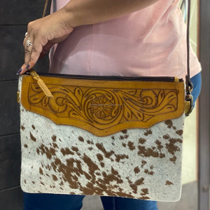 กระเป๋าสะพายคาดลำตัวหนังวัวแท้แกะสลักทำด้วยมือของผู้หญิงใหม่สไตล์ตะวันตก - Product Image 4