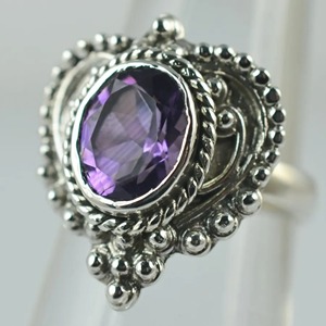 Amethyst <b>Ring</b> Handmade Sterling Silver Bezel Setting Natural Purple Oval Shape Gemstone <b>Boho</b> Jewelry Women's Jeweltech February - Product Image 6