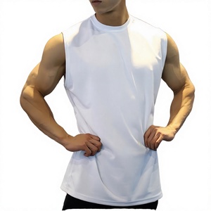 Débardeur blanc sans manches pour homme, col rond, couleur unie, respirant, tricoté, décontracté - Product Image 6