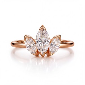 แหวนเพชรทรงมาร์คีส์ 1 กะรัต เพาะเลี้ยงในห้องปฏิบัติการ ทองคำแท้ 10K 14K 18K ดีไซน์เครื่องประดับชั้นดี รับรองโดย IGI สี E ความใส VVS - Product Image 3