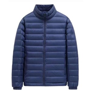 Unisex Thick Hooded Waterproof Olive <b>Green</b> Puffer Jacket Navy Shoulder Panels Quilted Zip Front Warm Winter Casual Outerwear - Product Image 2