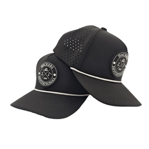Gorra de béisbol Hackers Invitational 2025 negra de malla ajustada con estampado de goma en relieve unisex para golf, casual, primavera y verano - Product Image 4