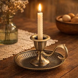 Porte-bougie conique rétro, bougeoir vintage en métal, centre de table décoratif, support de bougie rustique, décoration intérieure et mariage - Product Image 3