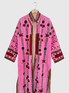 Chaqueta de Terciopelo para Mujer Talla Grande, Cuello Mao, Manga Larga, Bordado Floral a Mano, Abrigo Largo para Primavera - Product Image 3