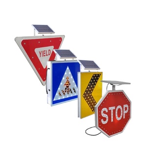 Panneau de signalisation routière lumineux portable à LED de 36 pouces, alimenté par énergie solaire, avec affichage clignotant - Product Image 1